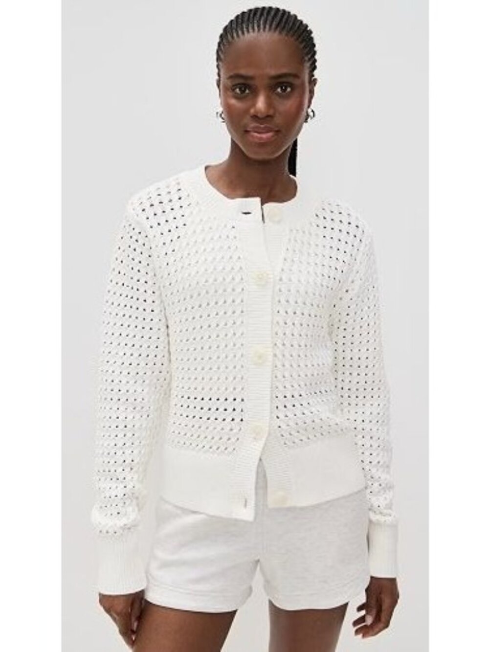 Varley Bettina Textured Knit Jacket Snow White-sz Small